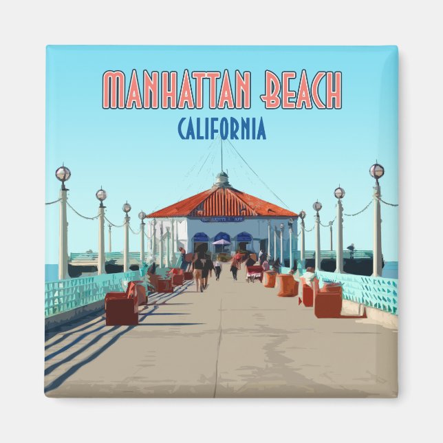Manhattan Beach Pier Los Angeles California Magnet (Framsidan)
