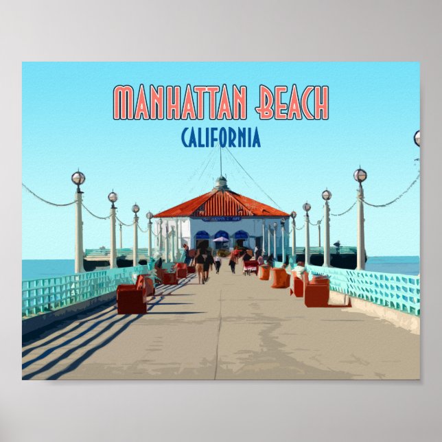 Manhattan Beach Pier Los Angeles California Poster (Framsidan)