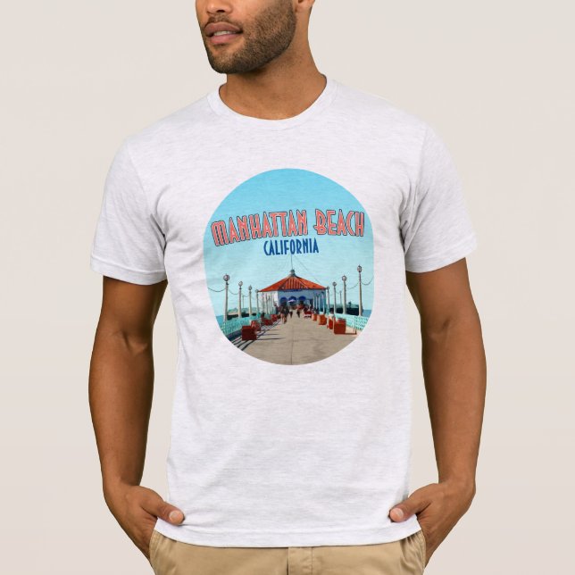 Manhattan Beach Pier Los Angeles California T Shirt (Framsida)