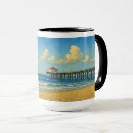 Manhattan Beach Pier med Red Tak Mugg