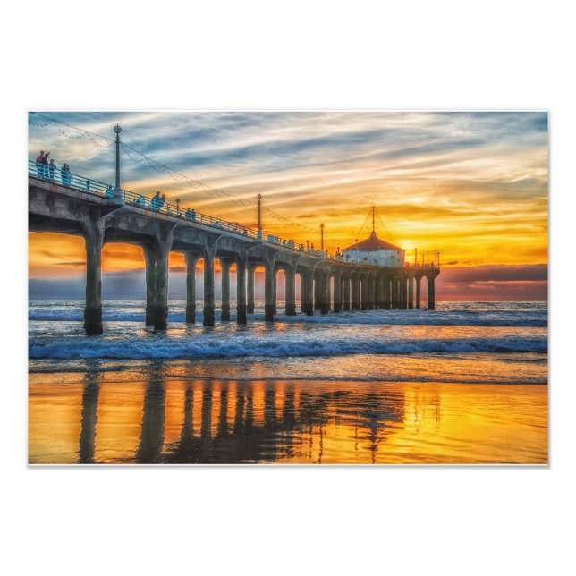 Manhattan Beach Pier Photo Print Fototryck (Framsidan)