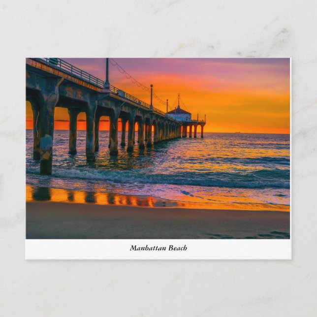 Manhattan Beach Pier Postcard Vykort (Framsida)
