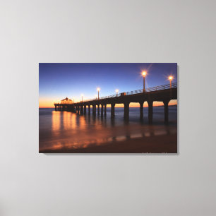 Manhattan Beach Pier vid sunset, Kalifornien Canvastryck