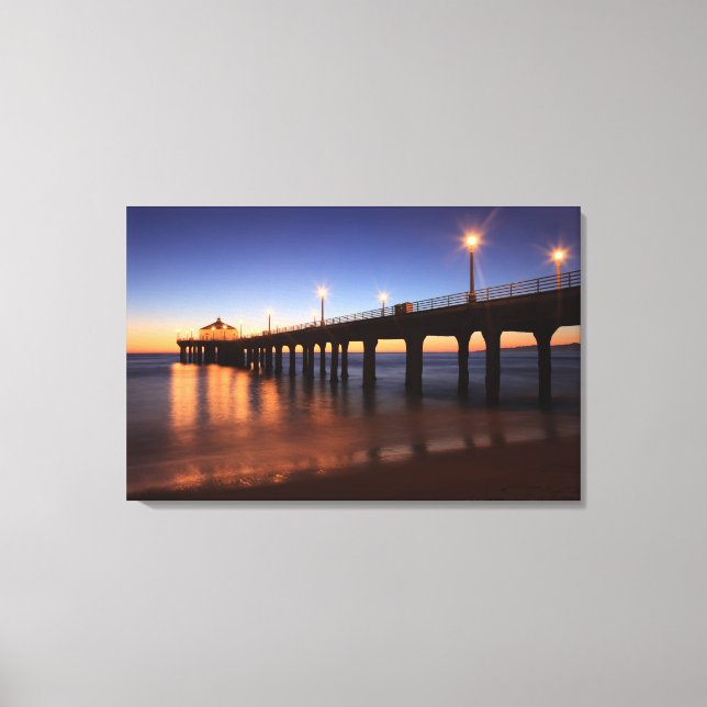 Manhattan Beach Pier vid sunset, Kalifornien Canvastryck (Framsida)