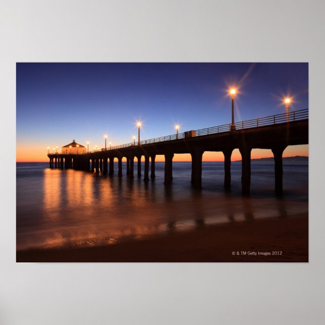 Manhattan Beach Pier vid sunset, Kalifornien Poster (Framsidan)