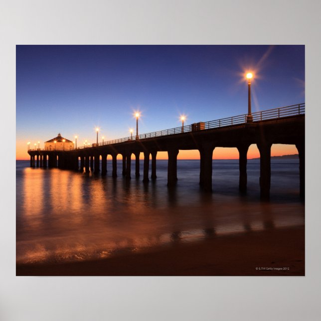 Manhattan Beach Pier vid sunset, Kalifornien Poster (Framsidan)