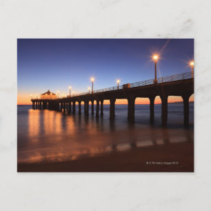 Manhattan Beach Pier vid sunset, Kalifornien Vykort