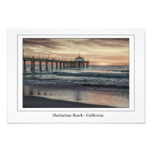 Manhattan Beach Pier vid Sunset Photo Print Fototryck