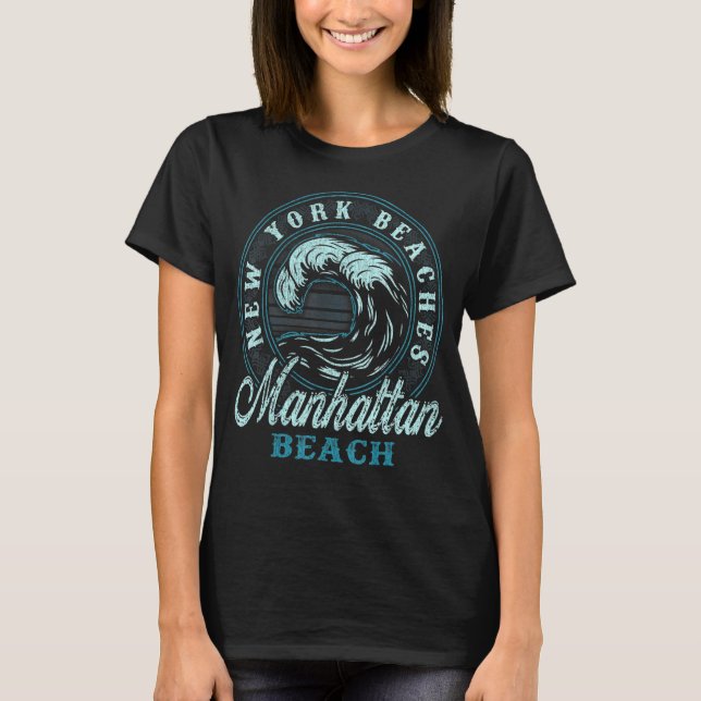 Manhattan Beach Retro Wave Circle T Shirt (Framsida)
