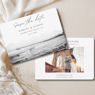 Manhattan Beach Svart & Vitt Foto Spara Datumet Inbjudningar