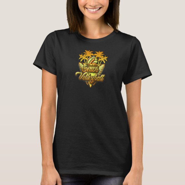Manhattan Beach Volleyball California Roligt & Sol T Shirt (Framsida)