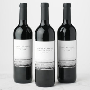 Manhattan Beach Wedding Vinflaska Etikett