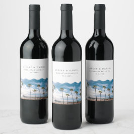 Manhattan Beach Wedding Vinflaska Etikett