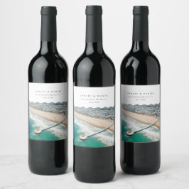 Manhattan Beach Wedding Vinflaska Etikett