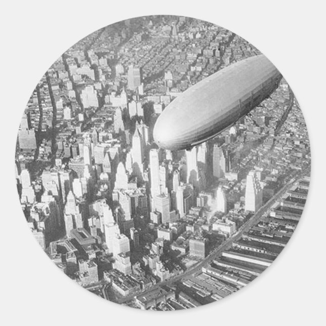 Manhattan Blimp Runt Klistermärke (Framsida)