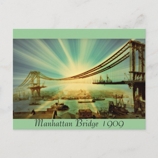 Manhattan Bridge 1909 Vykort (Framsida)