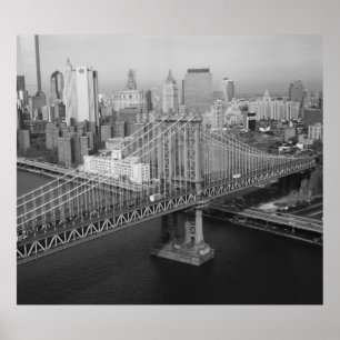 Manhattan Bridge Black and White Photograph Poster