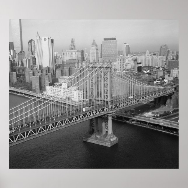 Manhattan Bridge Black and White Photograph Poster (Framsidan)