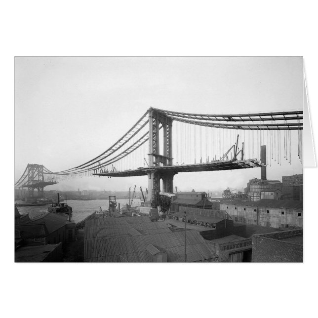 Manhattan Bridge-konstruktion, 1909 Hälsningskort (Framsidan Horizontal)