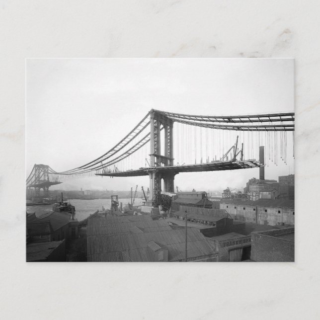 Manhattan Bridge-konstruktion, 1909 Vykort (Framsida)