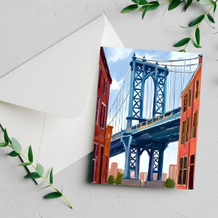 Manhattan Bridge New York City Målning Kort