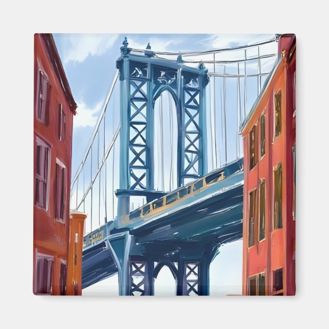 Manhattan Bridge New York City-målning Magnet (Framsidan)