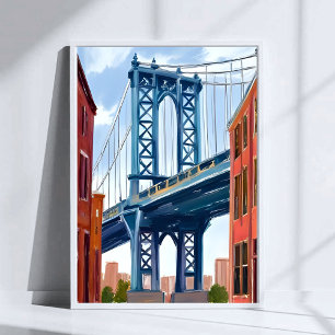 Manhattan Bridge New York City Målning Poster