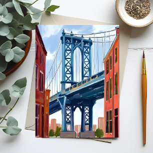 Manhattan Bridge New York City-målning Vykort