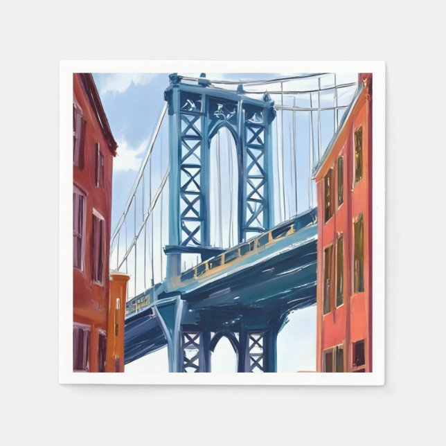 Manhattan Bridge New York City Painting Pappersservett (Framsidan)