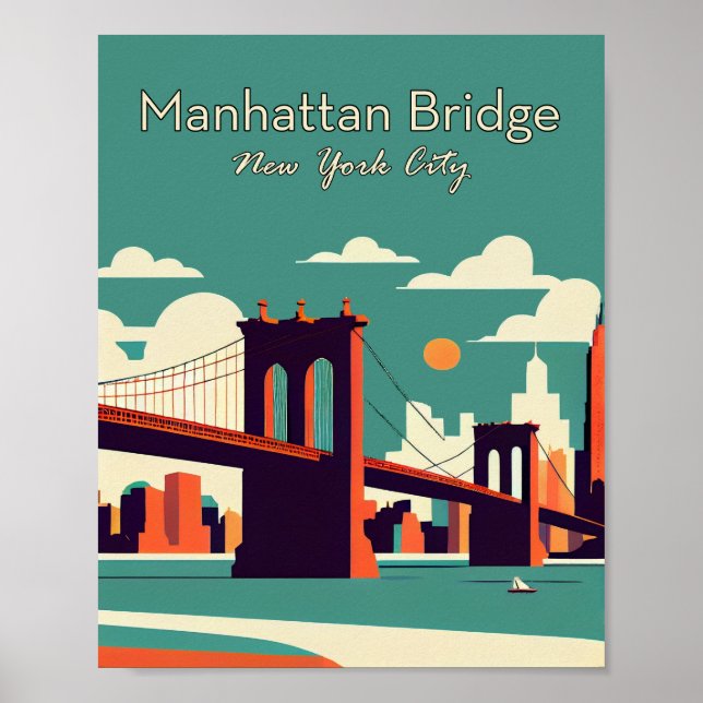 Manhattan bridge New York Minimalist Poster Art (Framsidan)