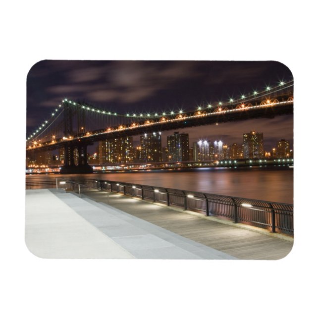 Manhattan Bridge och NYC Skyline Magnet (Horisontell)