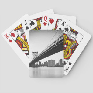 Manhattan Bridge och skyline, New York, USA. Kortlek