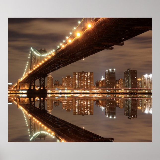 Manhattan Bridge på natten, New York City Poster (Framsidan)