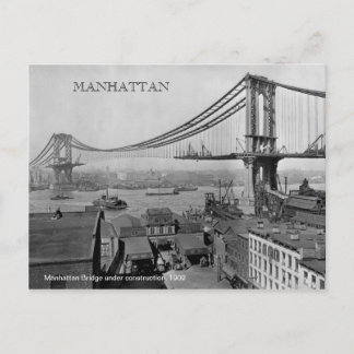 Manhattan Bridge under konstruktion 1909 foto Vykort