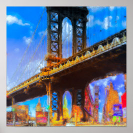 Manhattan-bridgens collage poster