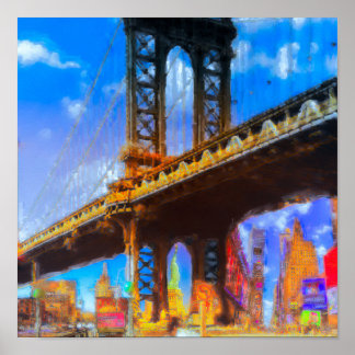 Manhattan-bridgens collage poster
