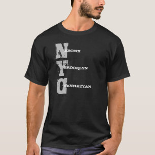 Manhattan Bronx Brooklyn Nyc Text Black-mall T Shirt