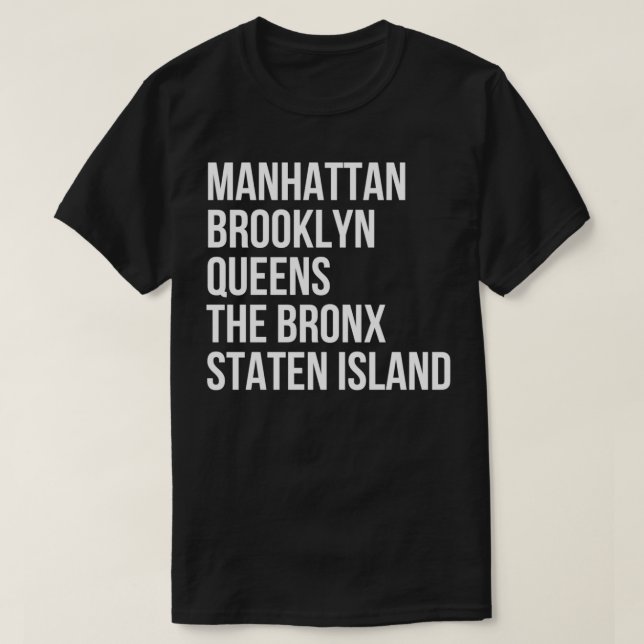 Manhattan, Brooklyn, New York City Fem Boroughs N T Shirt (Design framsida)