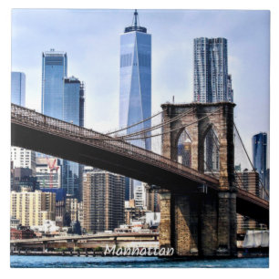 Manhattan, cityscape-foto med skyscraper kakelplatta