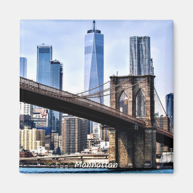 Manhattan, cityscape-foto med skyscraper magnet (Framsidan)