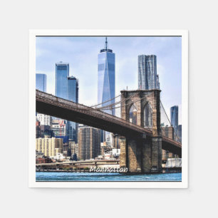 Manhattan, cityscape-foto med skyscraper pappersservett