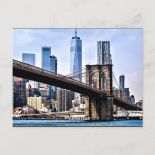 Manhattan, cityscape-foto med skyscraper vykort