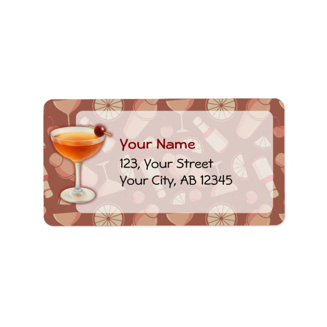 Manhattan Cocktail Adressetikett (Framsidan)
