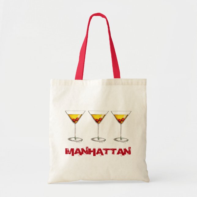Manhattan Cocktail Glass New York City NYC Tote Tygkasse (Framsidan)