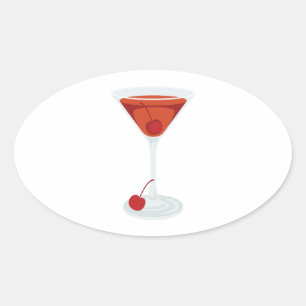 Manhattan Cocktail Ovalt Klistermärke
