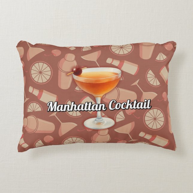 Manhattan Cocktail Prydnadskudde (Framsidan)