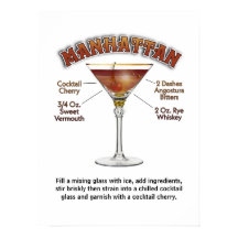 Manhattan Cocktail Recept Konst 18"x24" Tryckt Aff