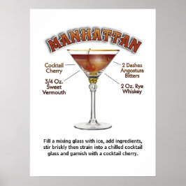 Manhattan Cocktail Recept Konst 18"x24" Tryckt Aff Poster