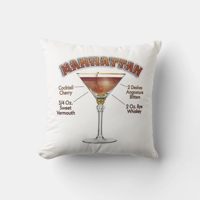 Manhattan Cocktail Recept Konst Kudde (Framsida)