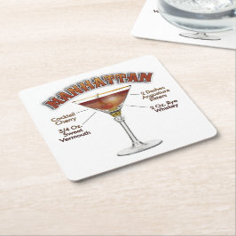 Manhattan Cocktail Recept Konst Underlägg Papper Kvadrat